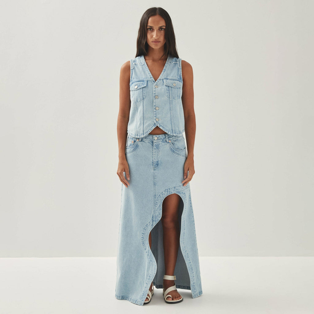 Carmina Light Blue Denim Skirt