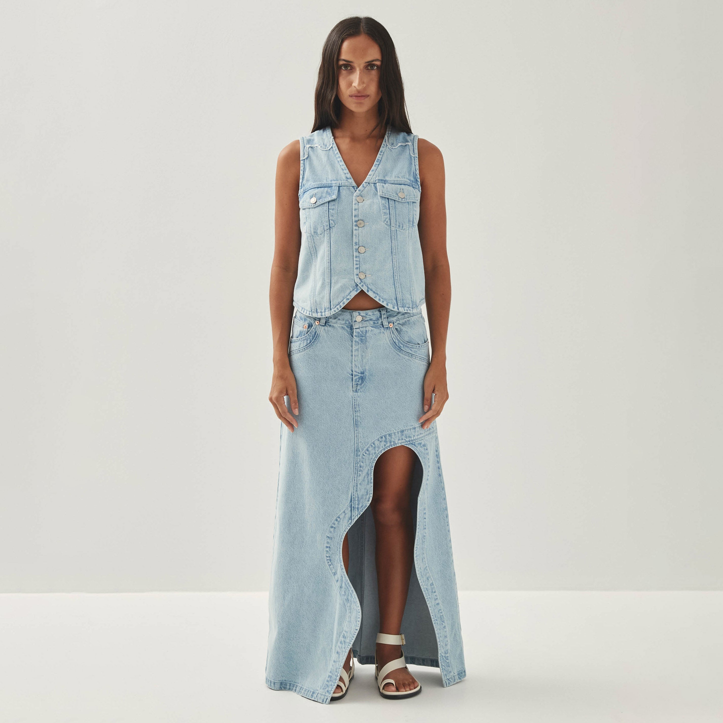 Carmina Light Blue Denim Skirt