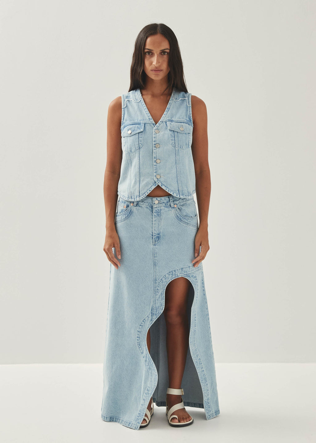 Carmina Light Blue Denim Skirt