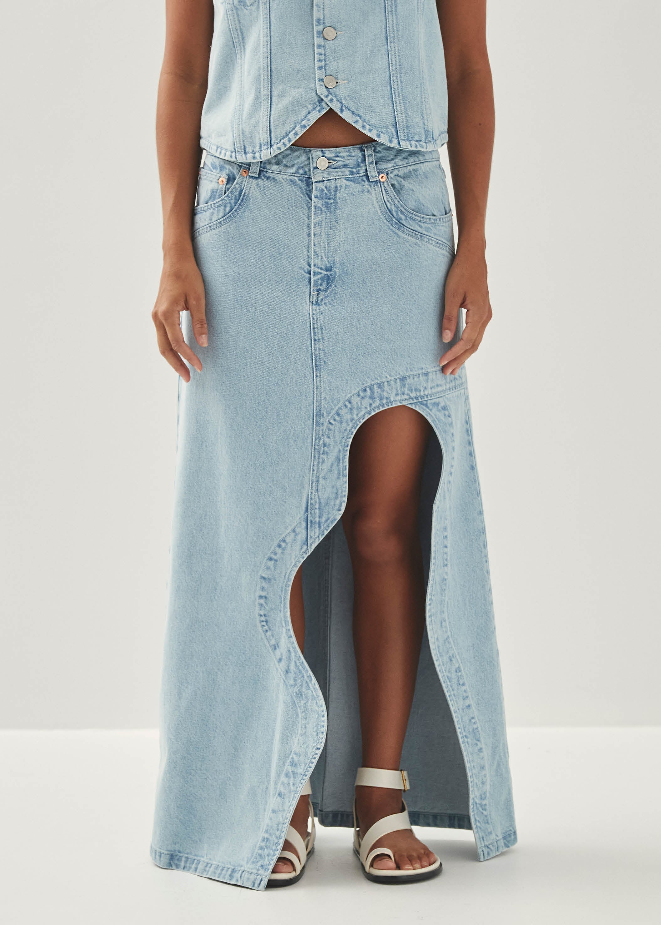 Carmina Light Blue Denim Skirt