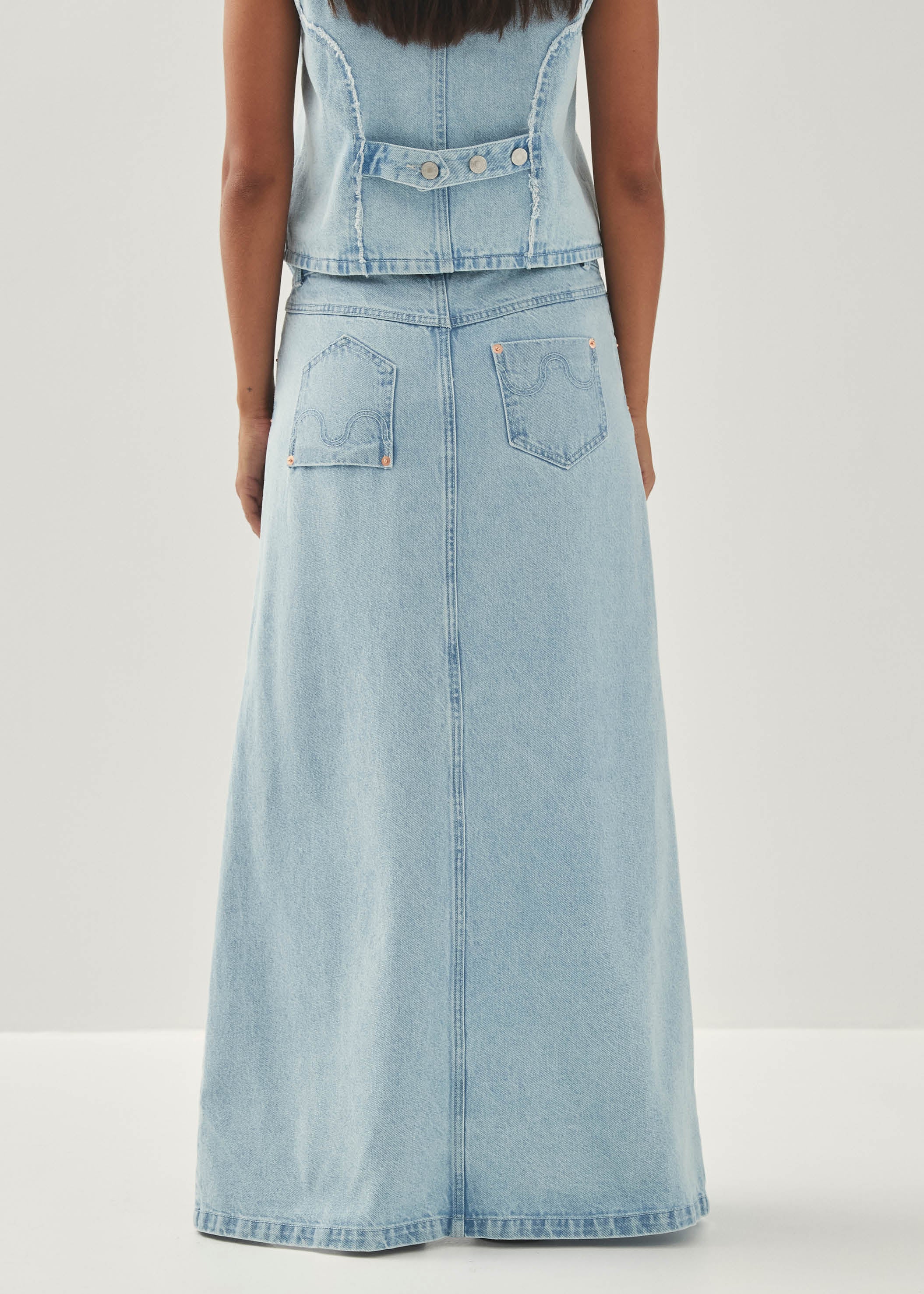 Carmina Light Blue Denim Skirt