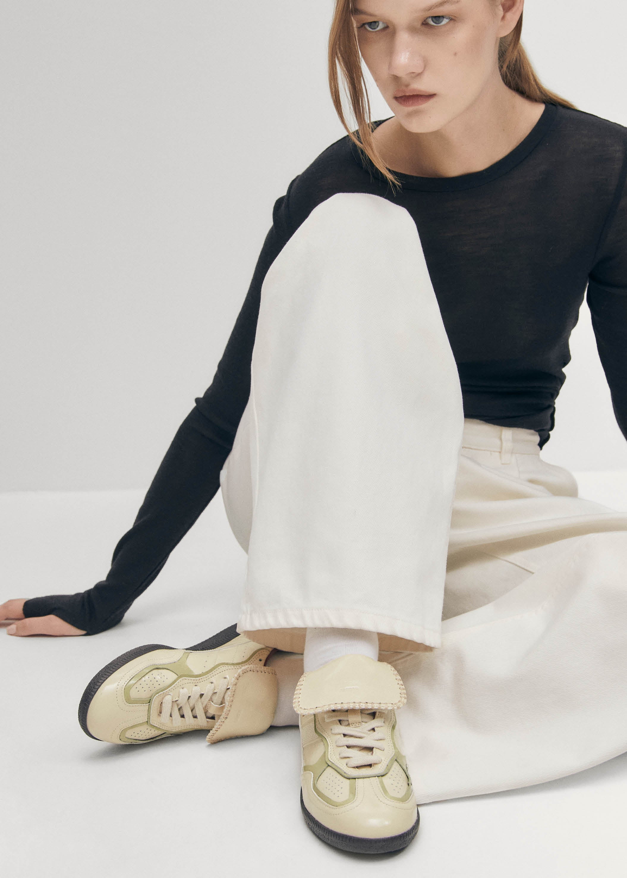 Tb.490 Club Patent Cream Leather Sneakers