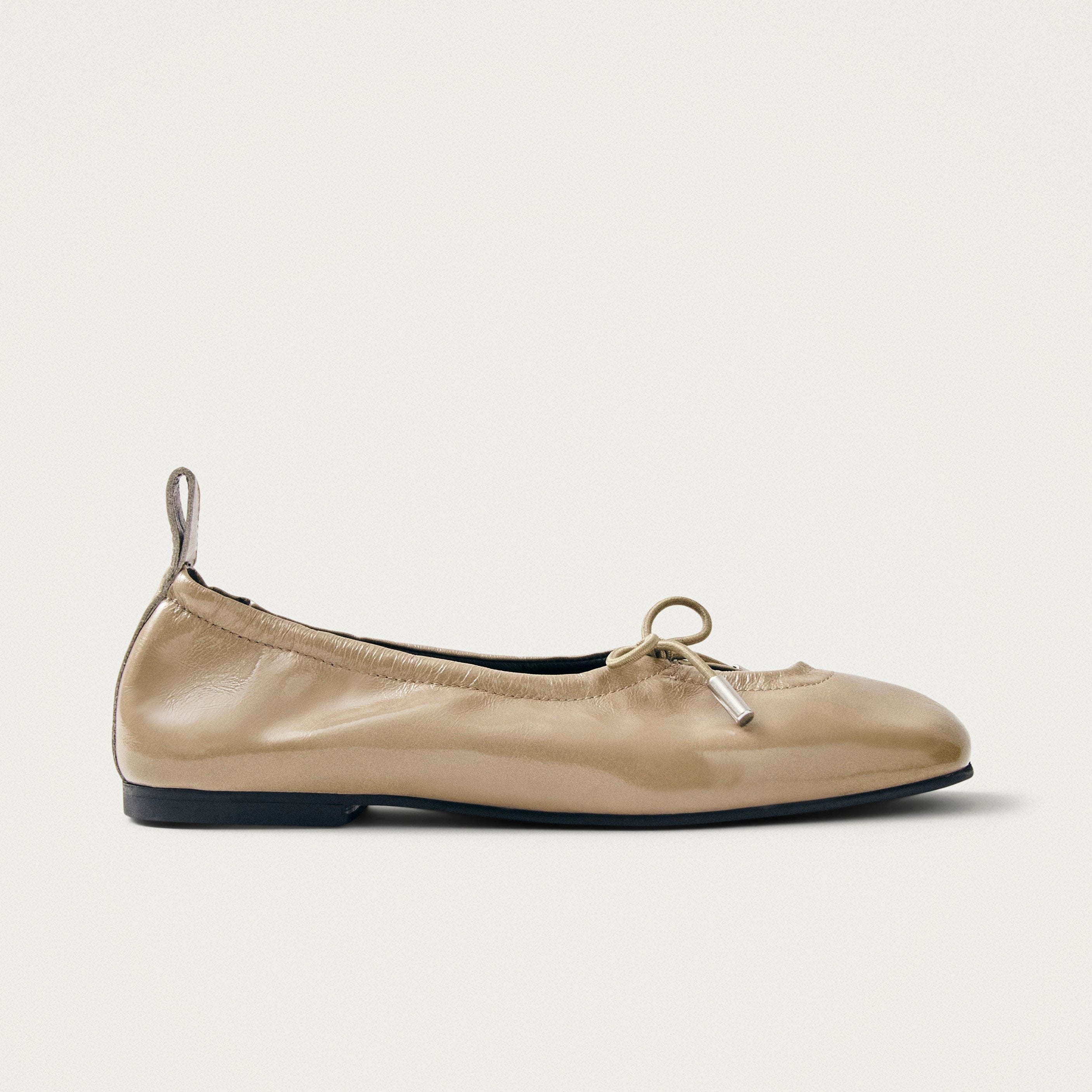 Rosalind Beige Patent Leather Ballet Flats