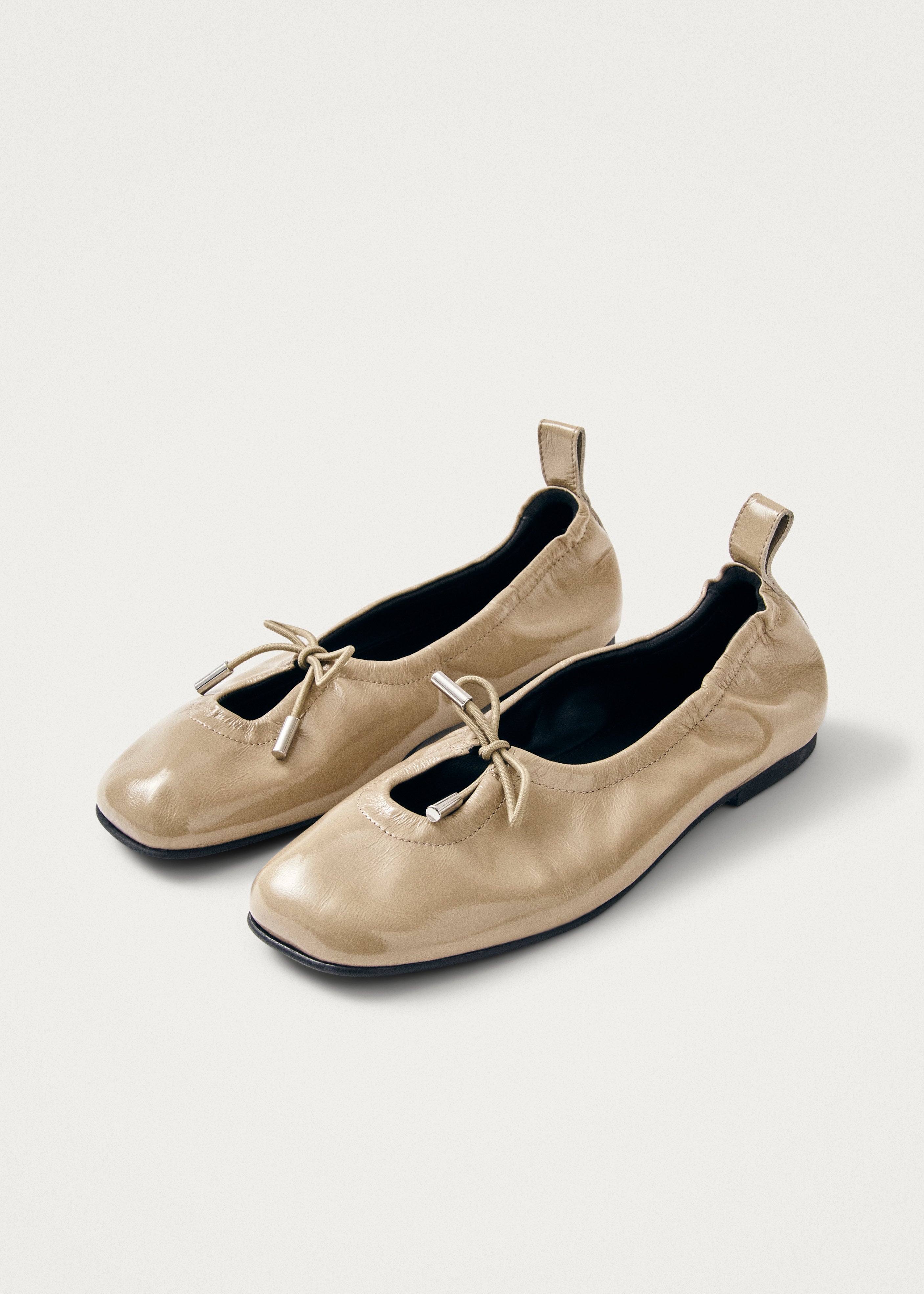 Rosalind Beige Patent Leather Ballet Flats