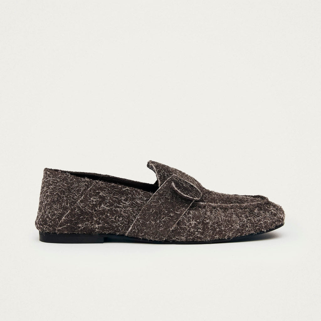 Aeryn Suede Fuzzy Brown Leather Loafers
