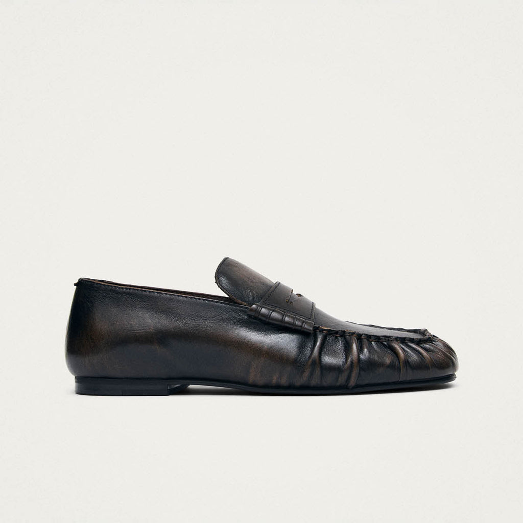 Aven Vintage Effect Brown Leather Loafers