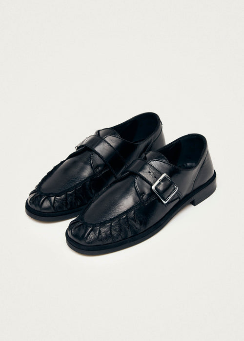Brandy Black Leather Loafers