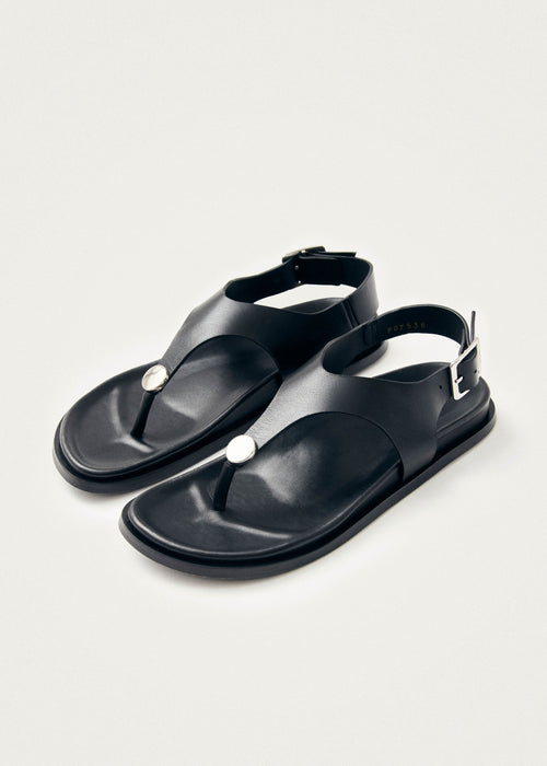 Harbor Black Leather Sandals