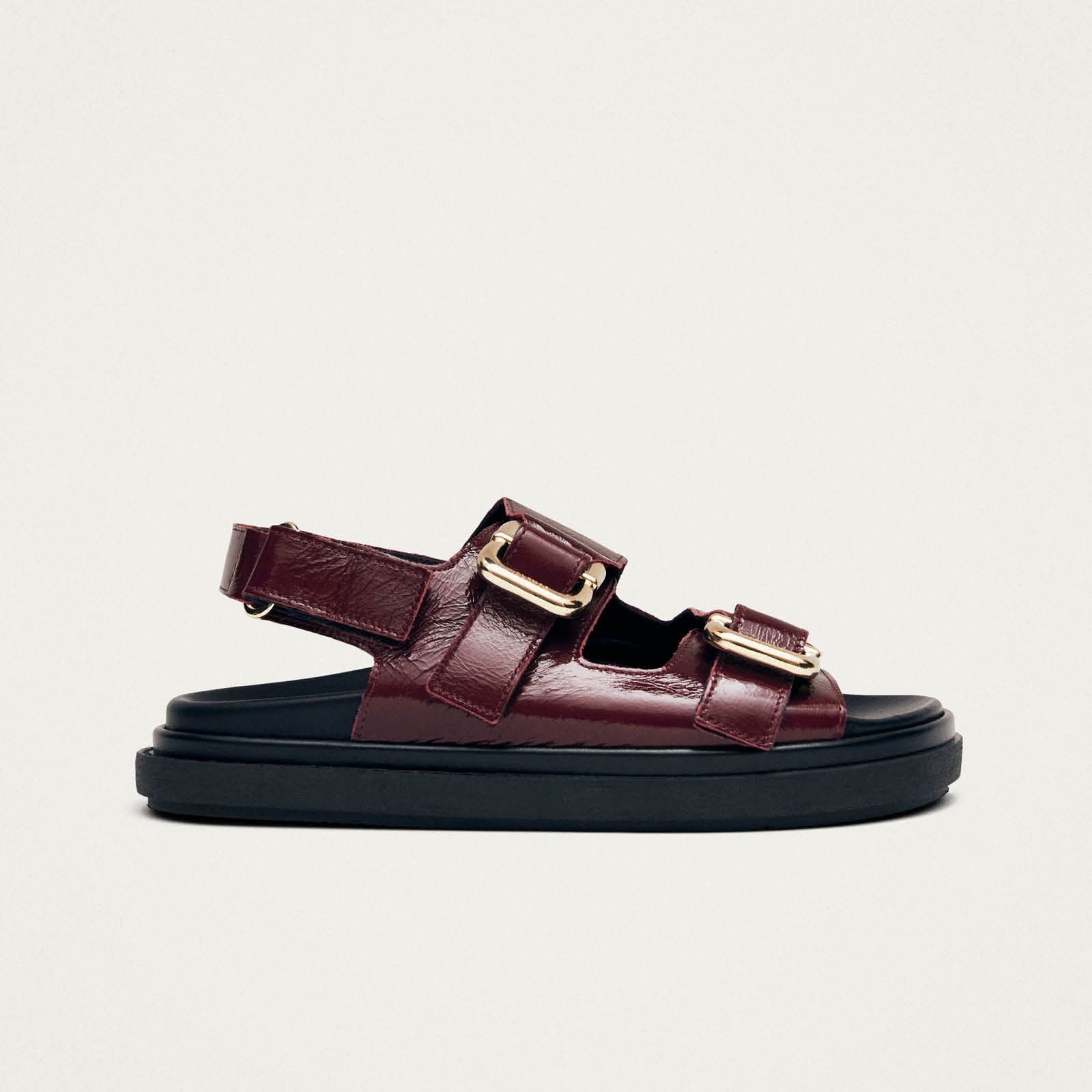 Harper Burgundy Patent Leather Sandals