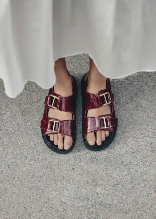 Harper Burgundy Patent Leather Sandals