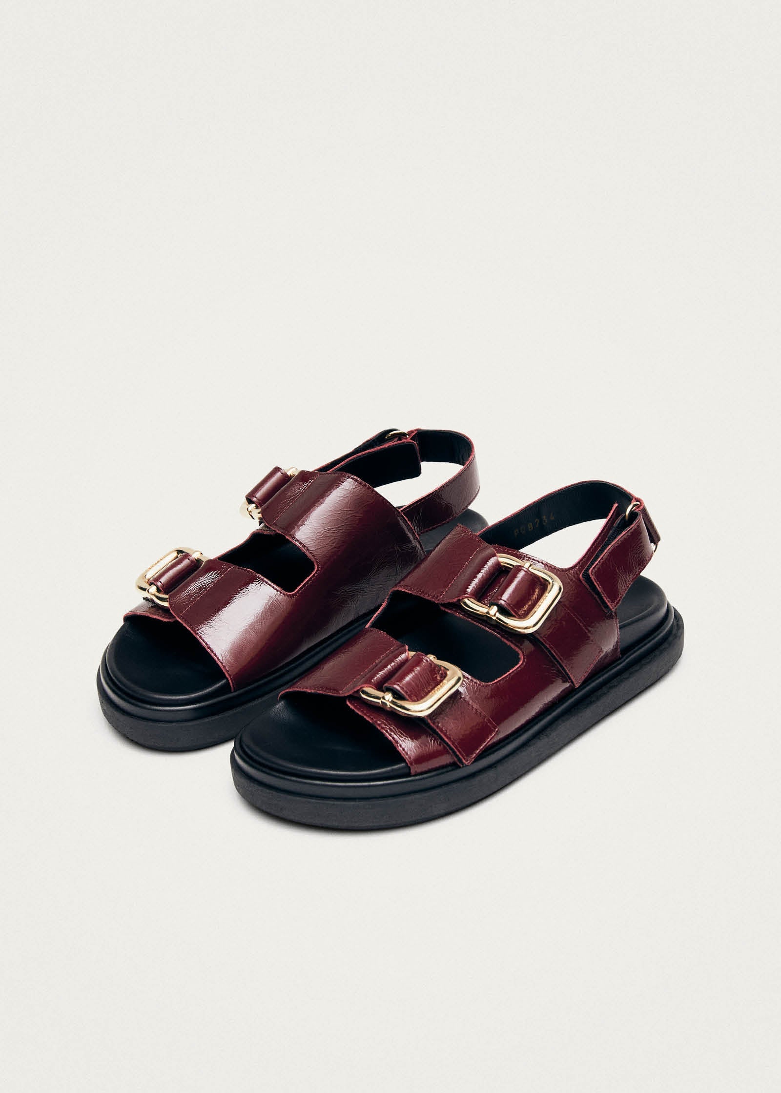 Harper Burgundy Patent Leather Sandals