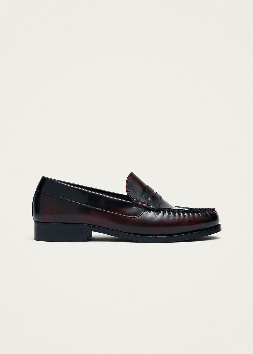 Rivet Vintage Effect Burgundy Leather Loafers