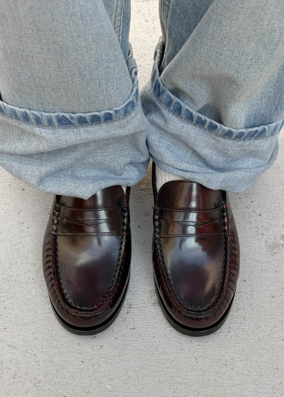 Rivet Vintage Effect Burgundy Leather Loafers