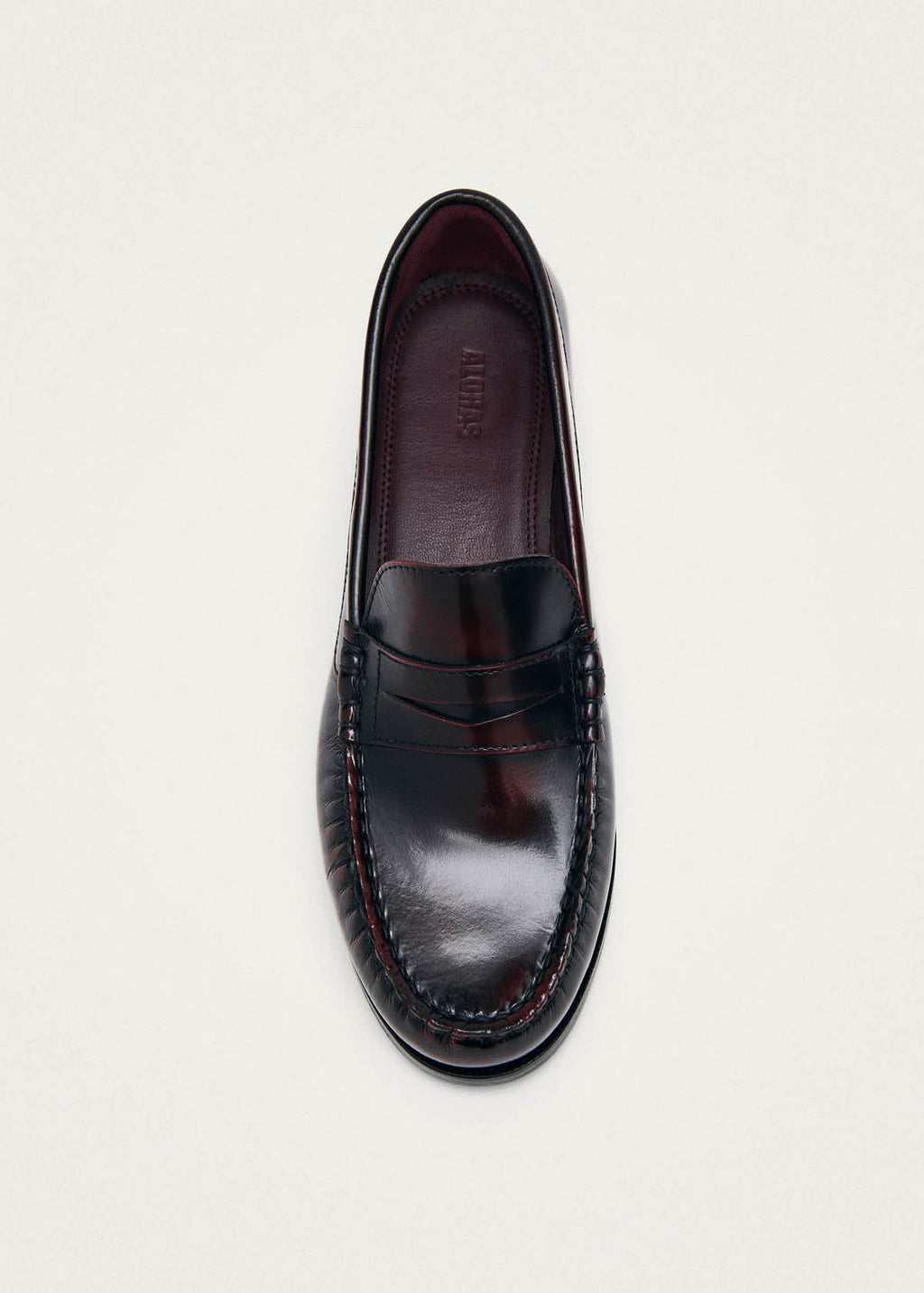 Rivet Vintage Effect Burgundy Leather Loafers