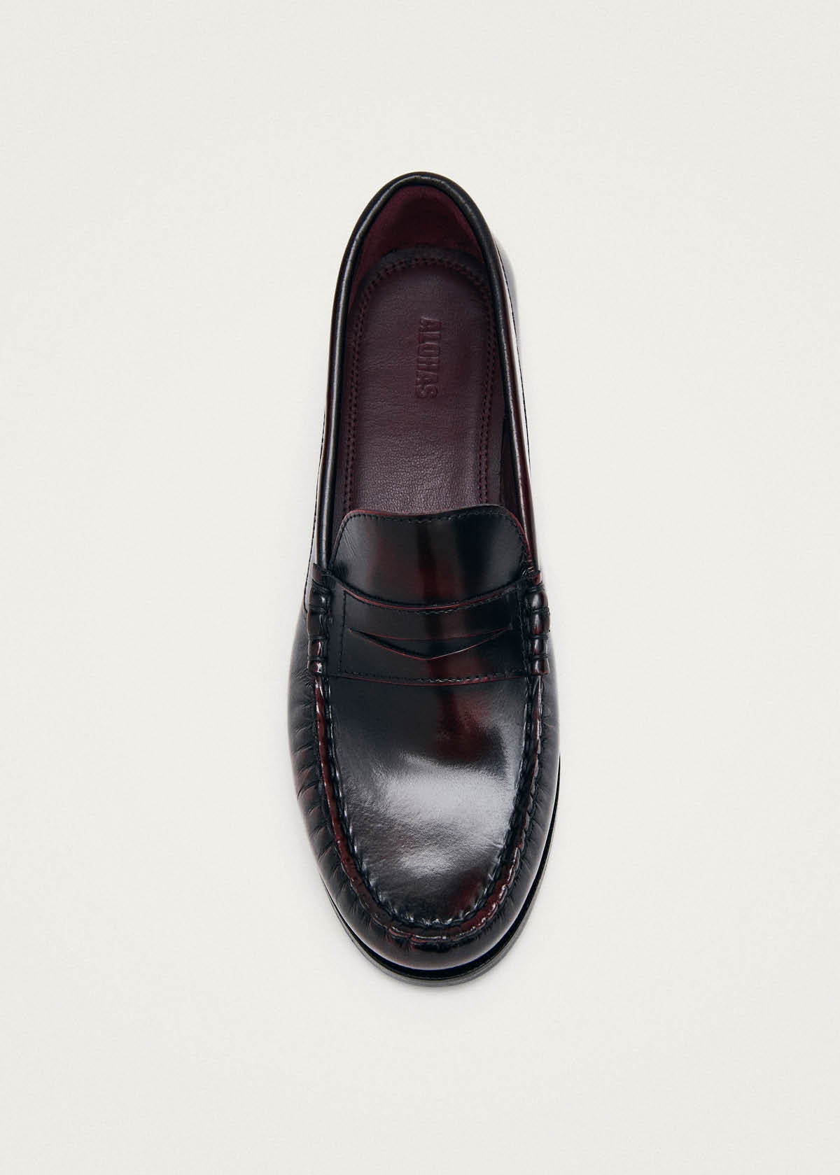 Rivet Vintage Effect Burgundy Leather Loafers