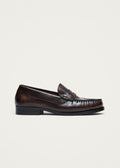 Rivet Vintage Effect Coffee Brown Leather Loafers