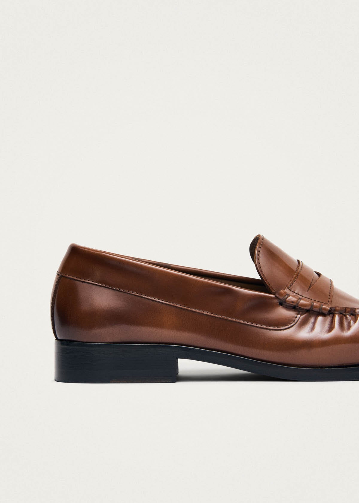 Rivet Vintage Effect Tan Leather Loafers