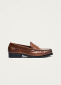 Rivet Vintage Effect Tan Leather Loafers