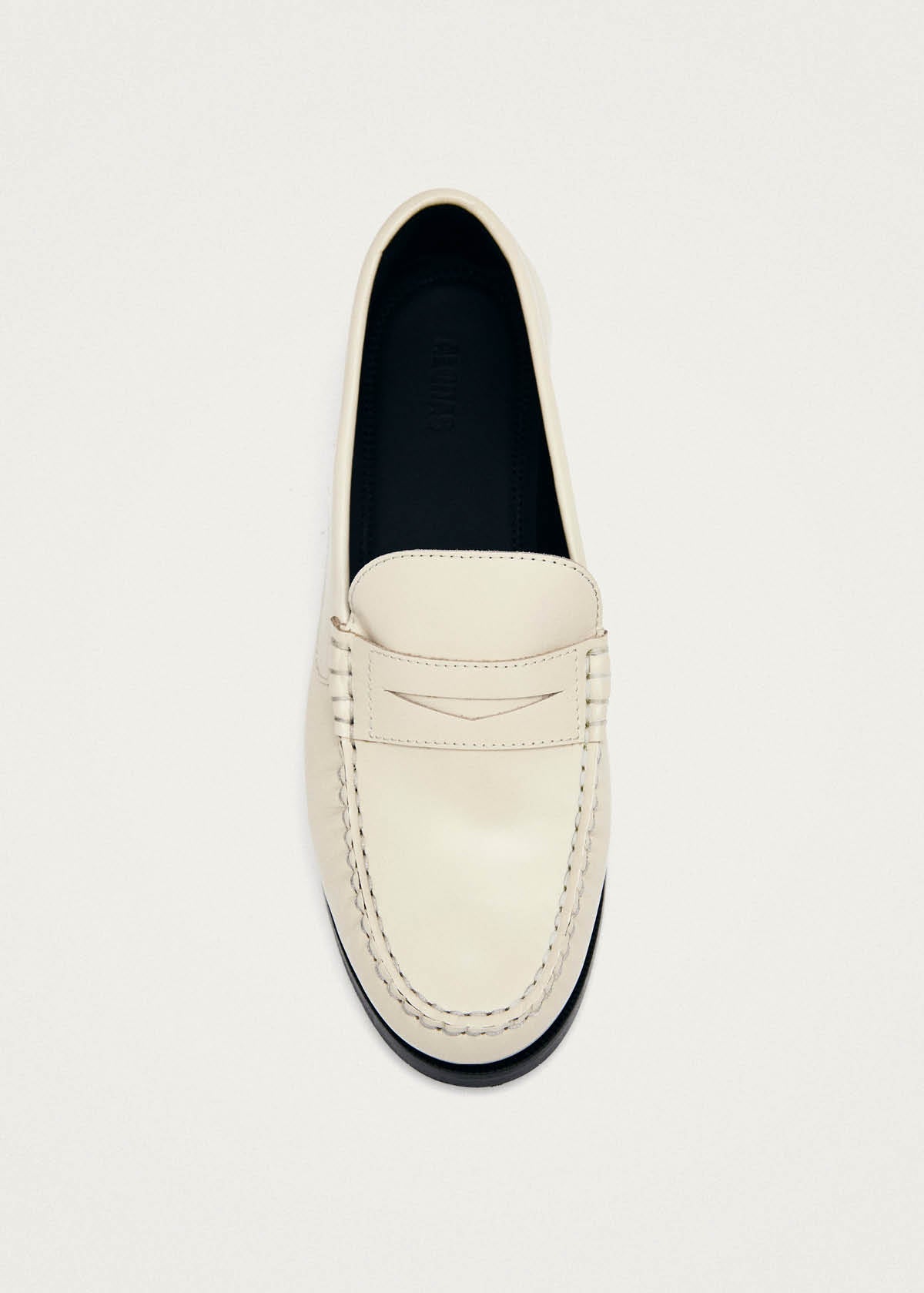 Rivet Cream Leather Loafers