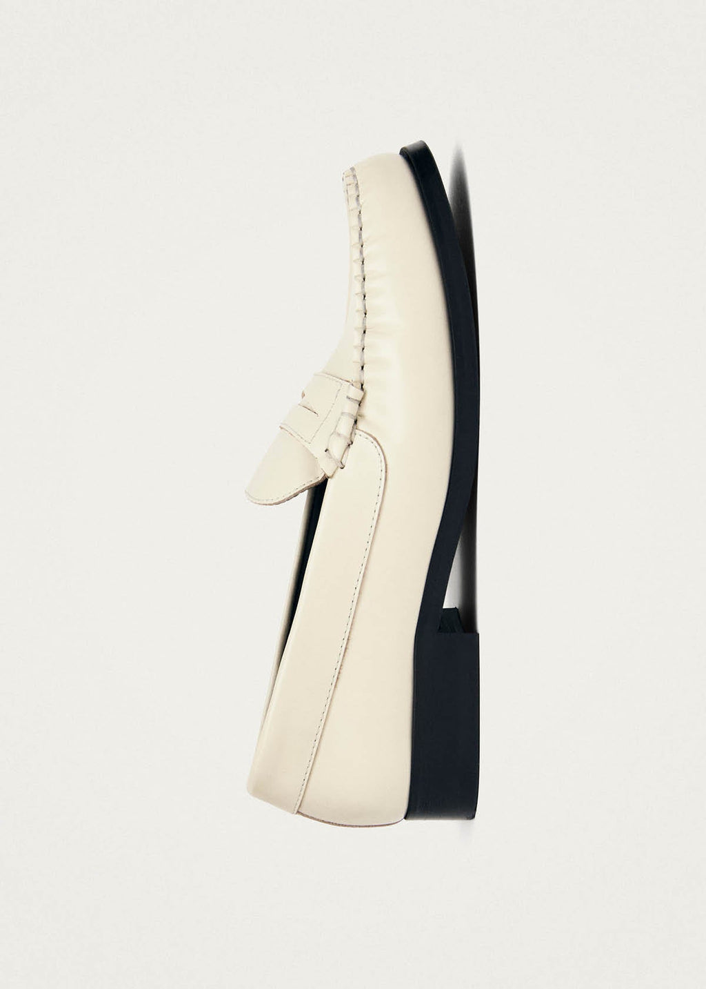 Rivet Cream Leather Loafers