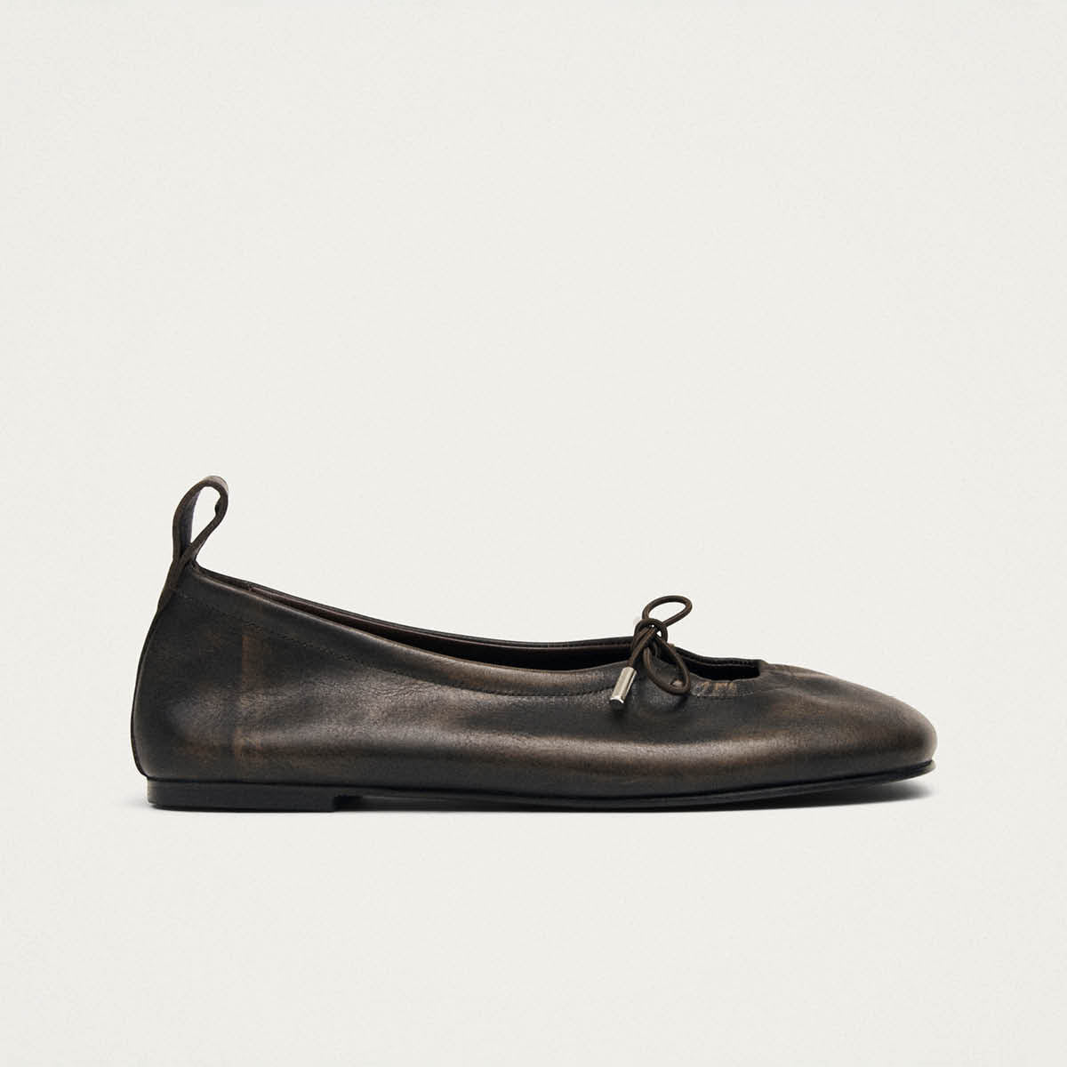 Rosalind Brushed Brown Leather Ballet Flats