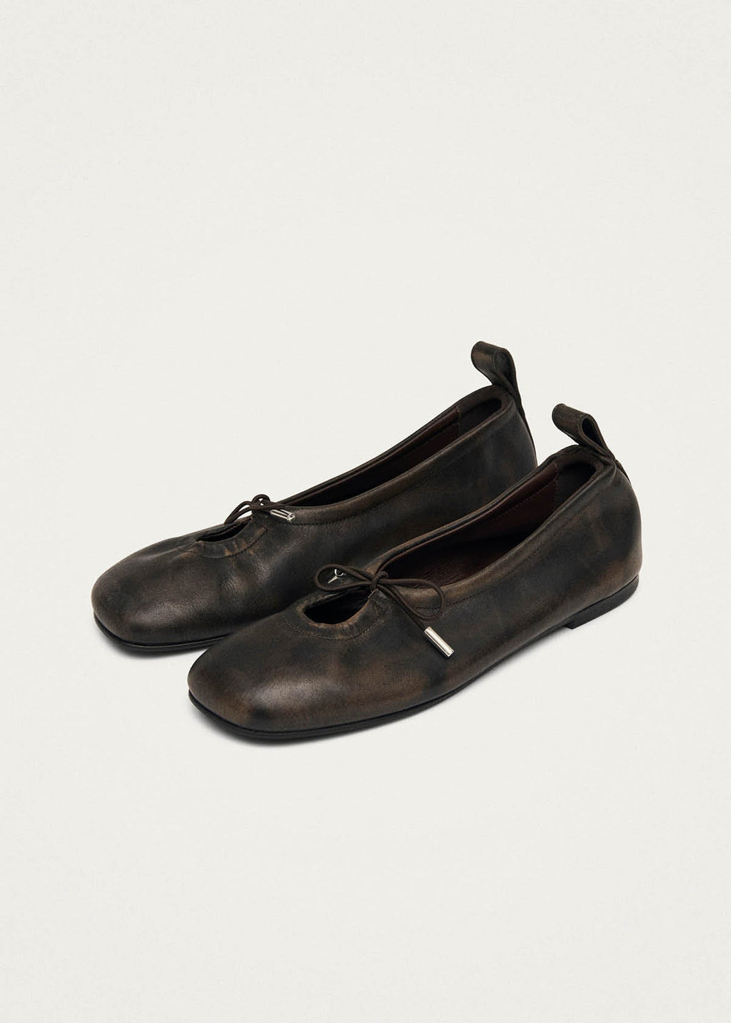 Rosalind Brushed Brown Leather Ballet Flats