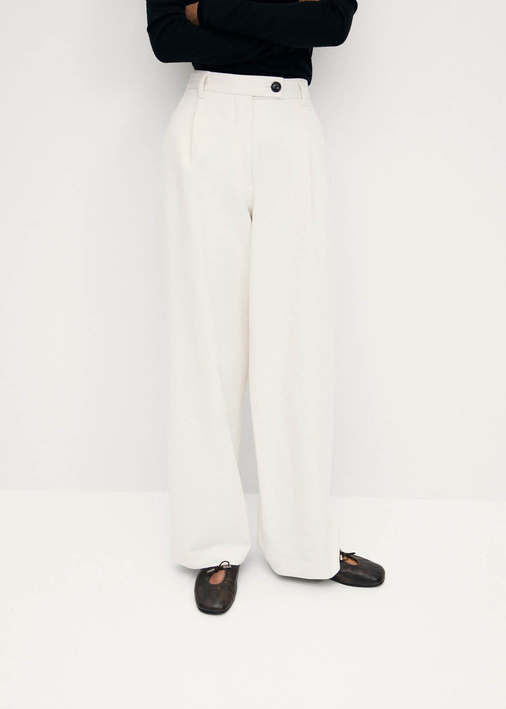 Rosalind Brushed Brown Leather Ballet Flats