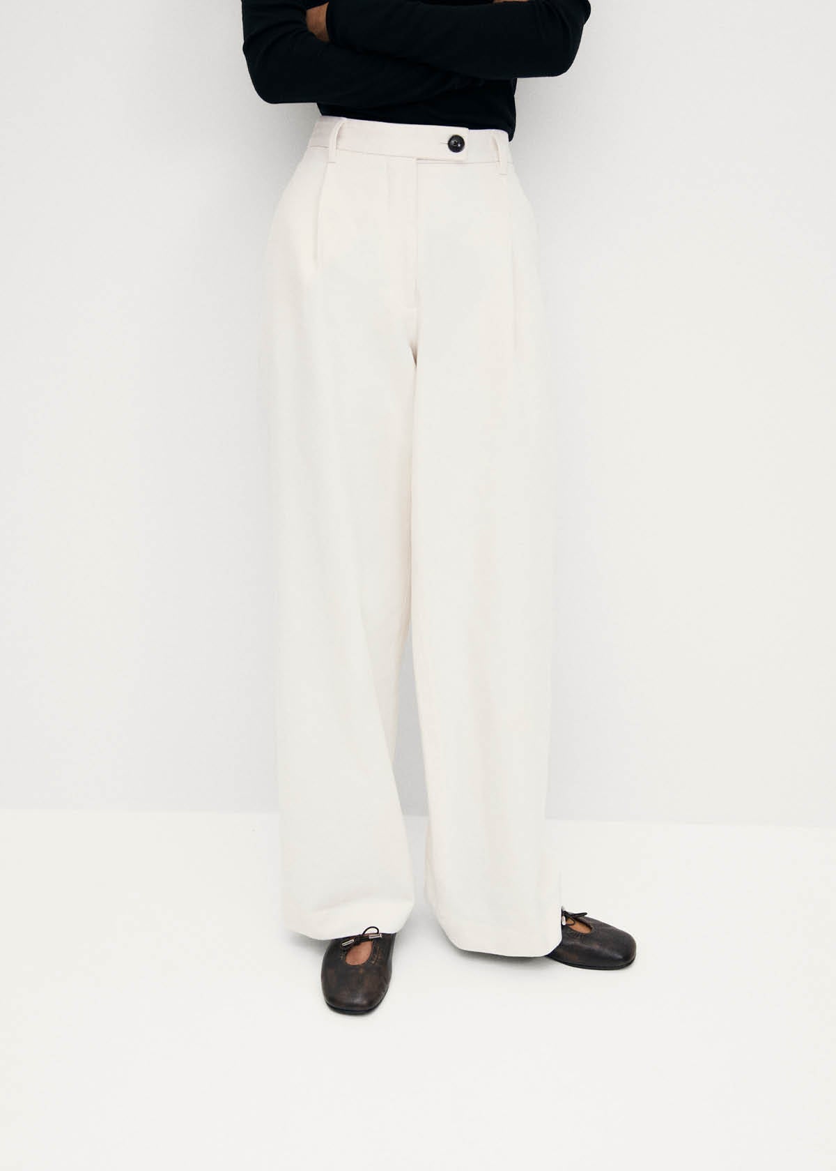 Rosalind Brushed Brown Leather Ballet Flats