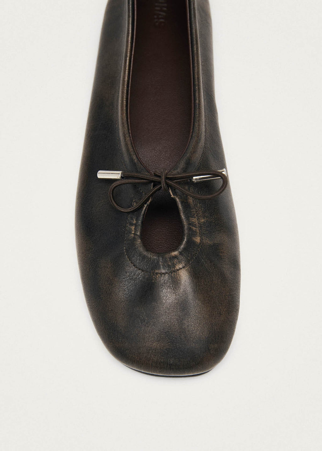 Rosalind Brushed Brown Leather Ballet Flats