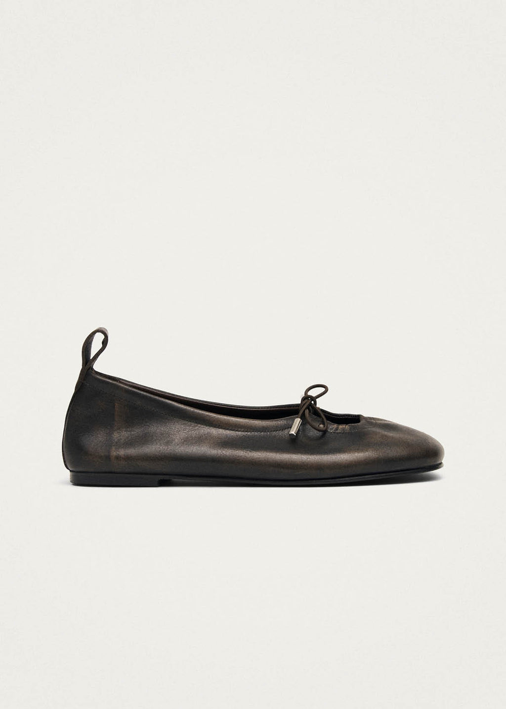 Rosalind Brushed Brown Leather Ballet Flats
