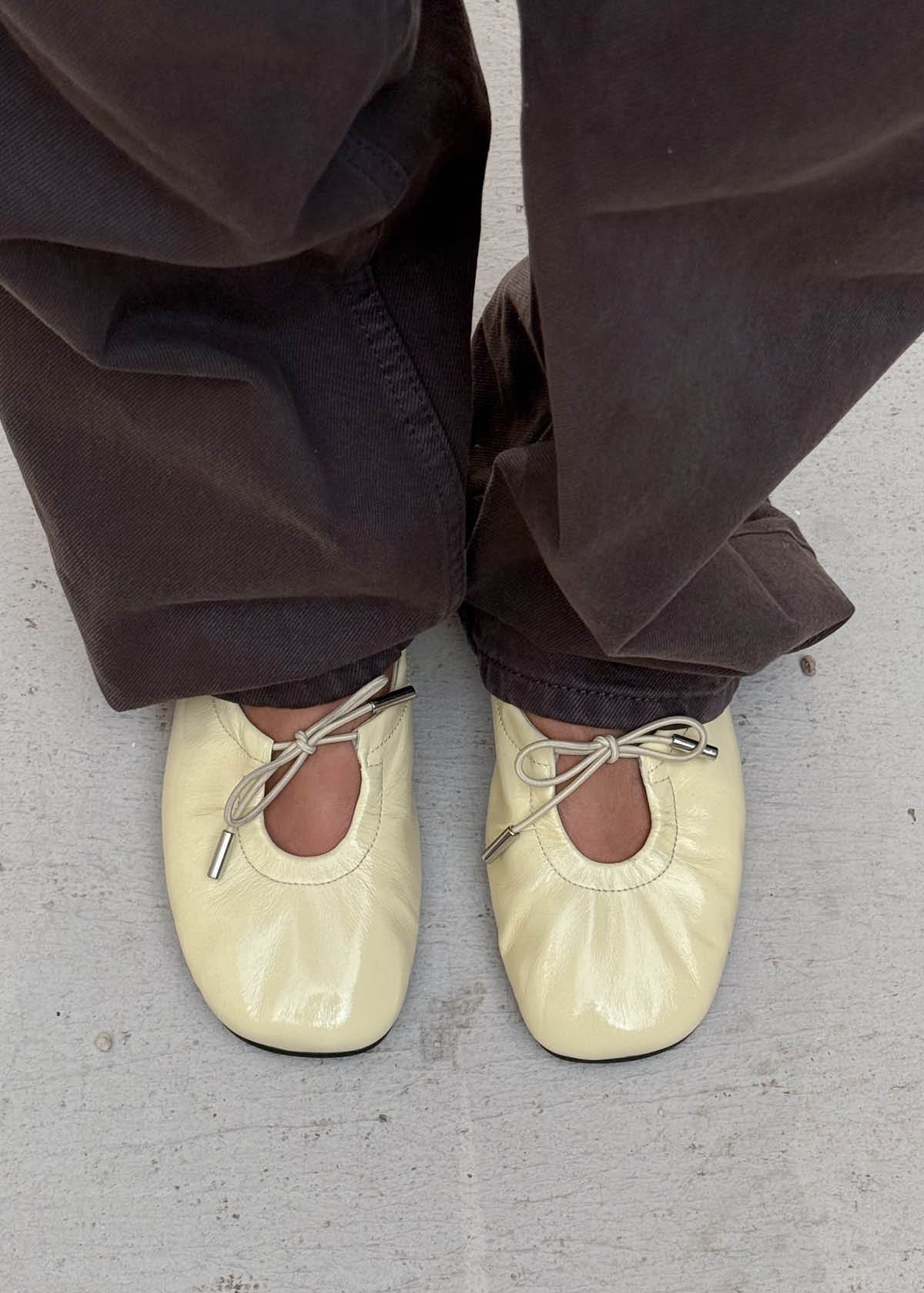 Rosalind Patent Vanilla Leather Ballet Flats