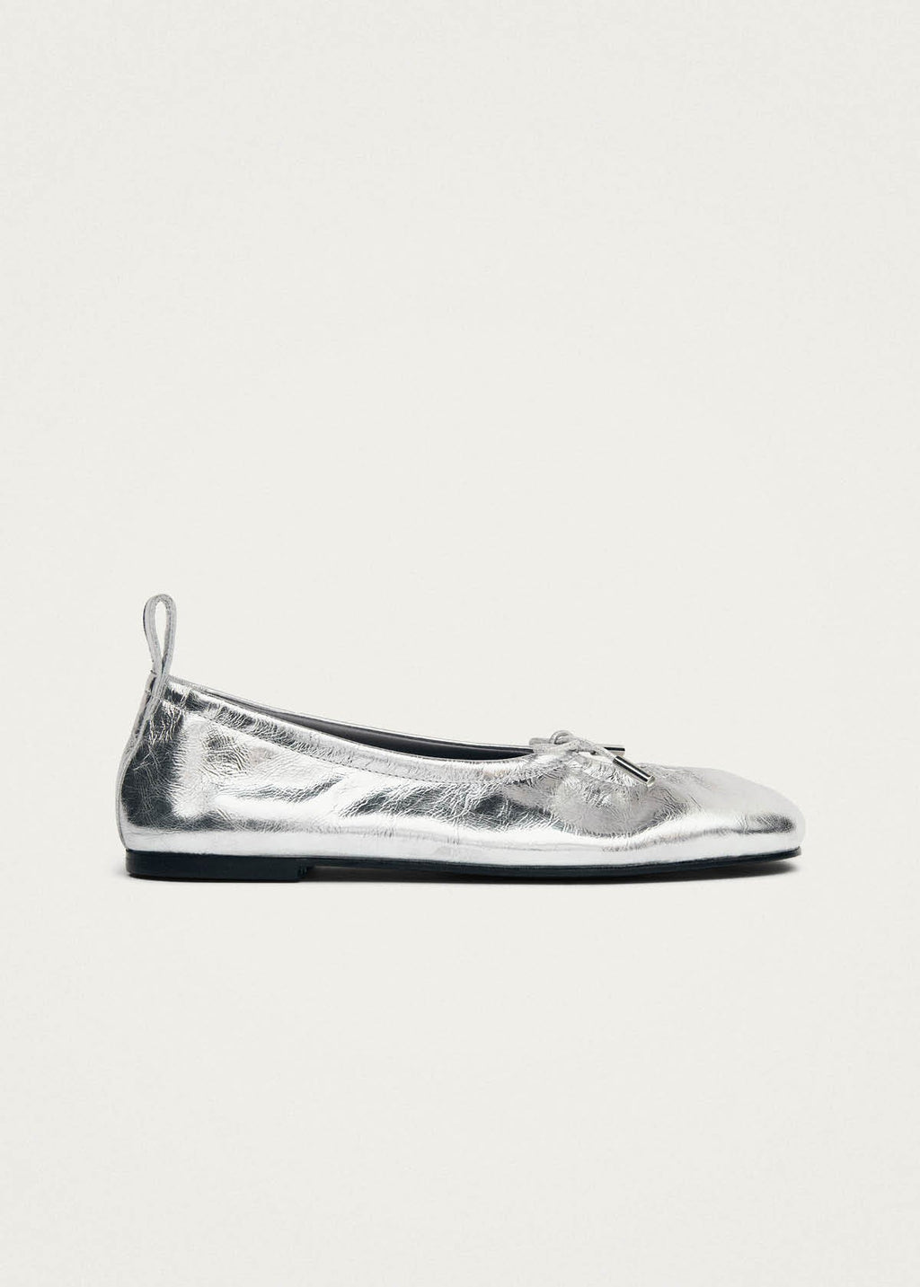 Rosalind Shimmer Silver Leather Ballet Flats
