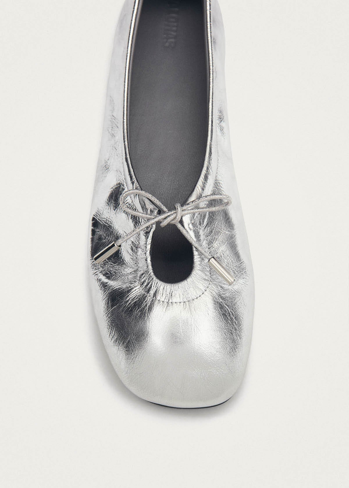 Rosalind Shimmer Silver Leather Ballet Flats