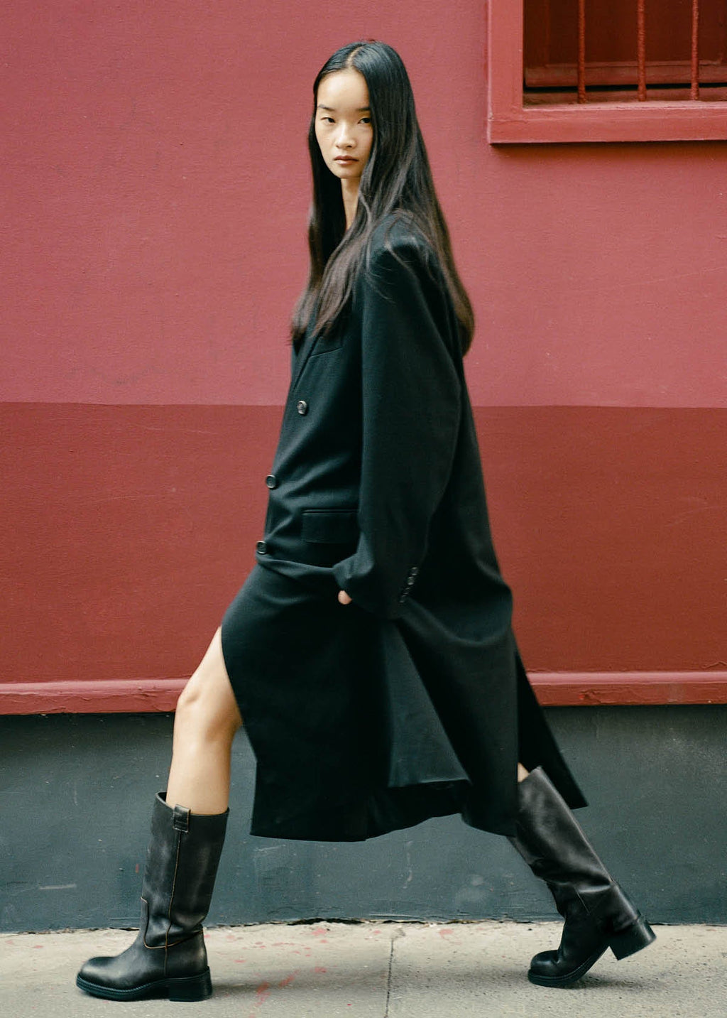 Sajan Vintage Effect Black Leather Boots