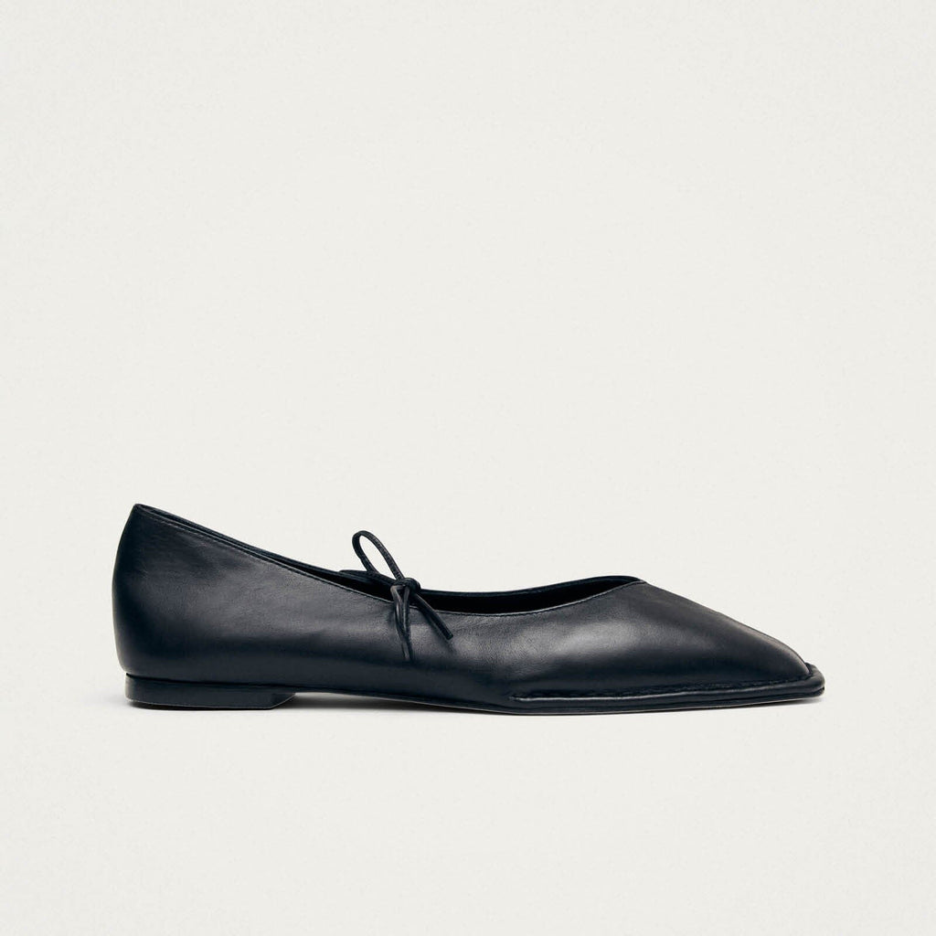 Sway Black Leather Ballet Flats