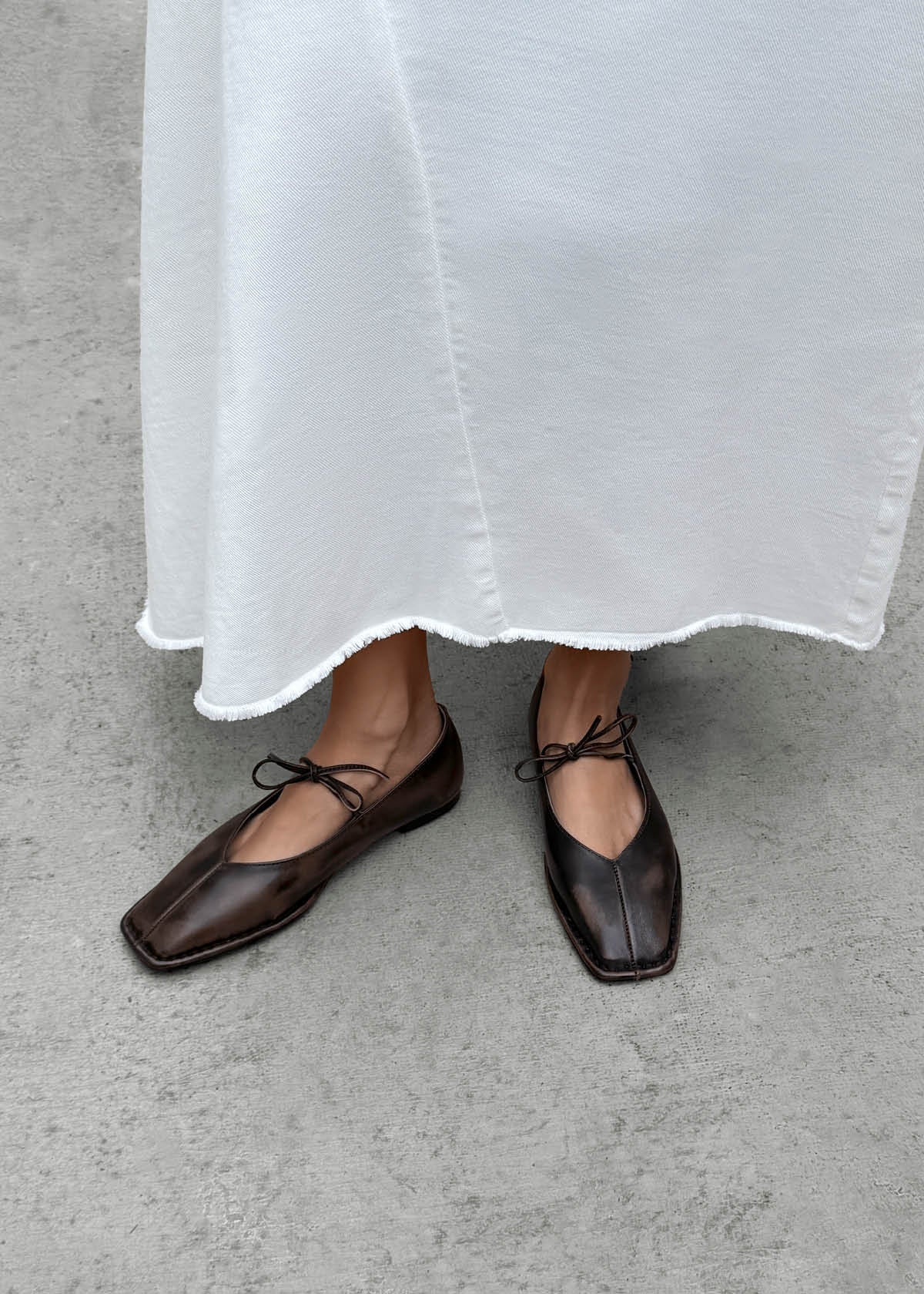 Sway Vintage Effect Brown Leather Ballet Flats