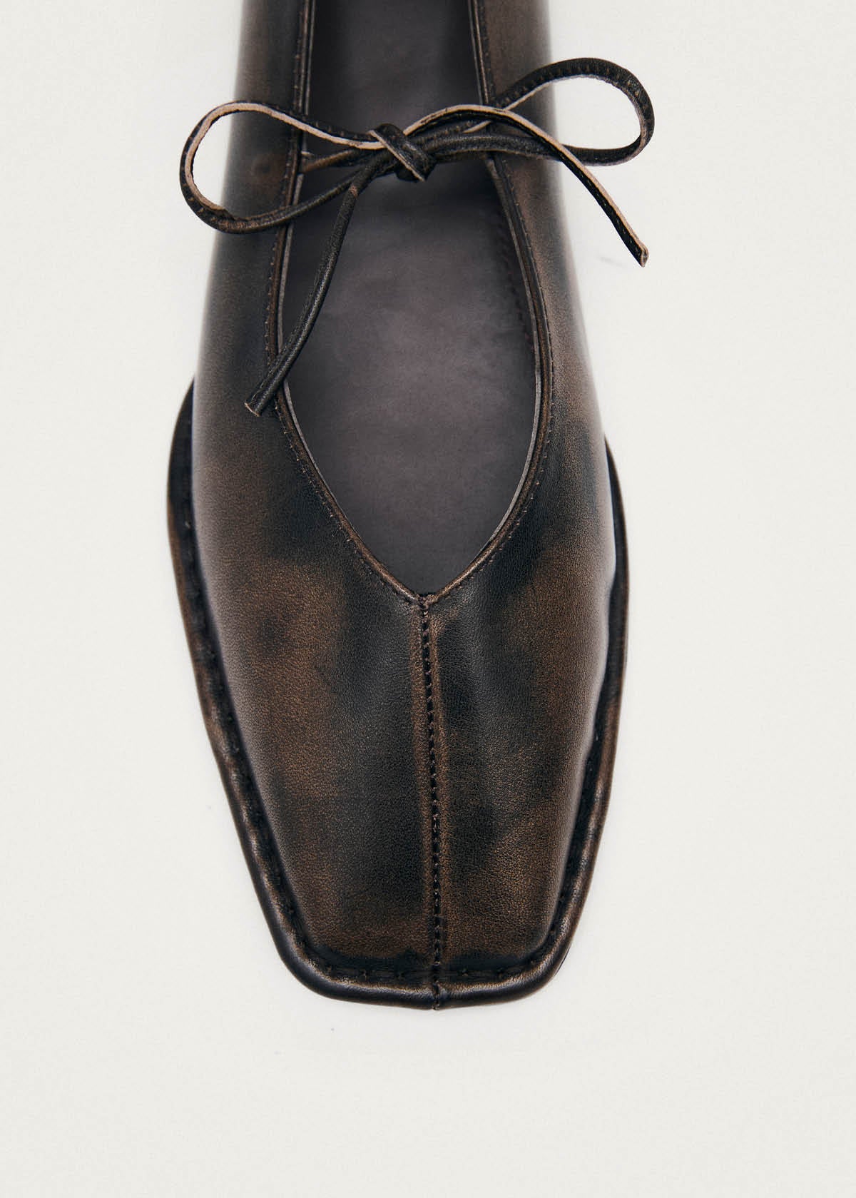 Sway Vintage Effect Brown Leather Ballet Flats