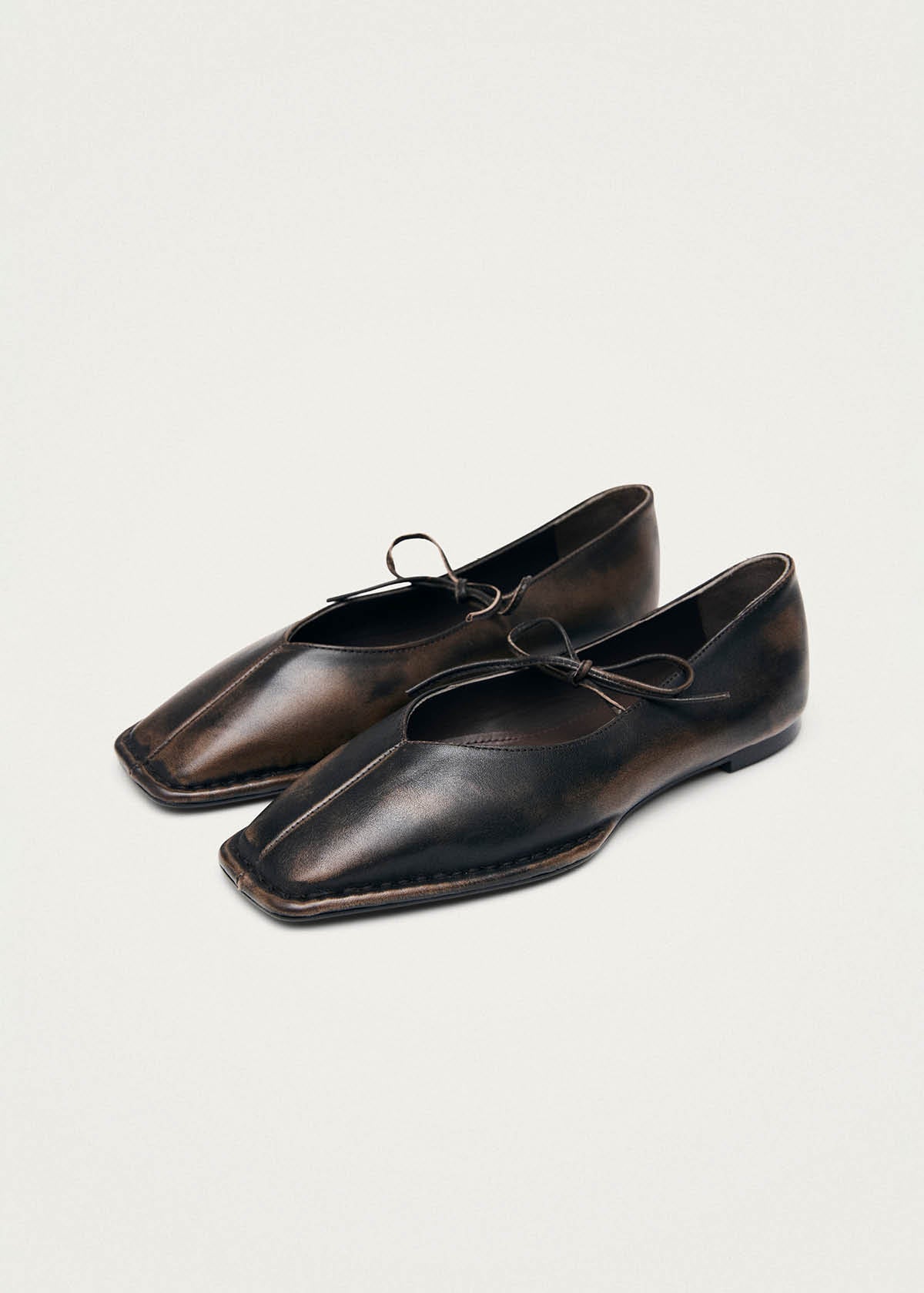 Sway Vintage Effect Brown Leather Ballet Flats