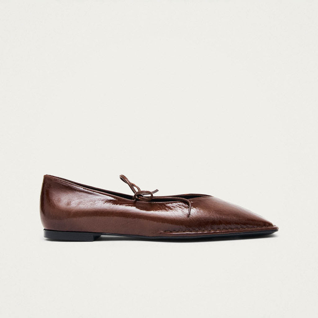 Sway Patent Brown Leather Ballet Flats