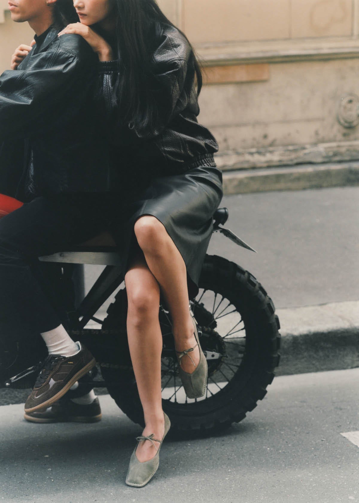 Sway Suede Khaki Leather Ballet Flats