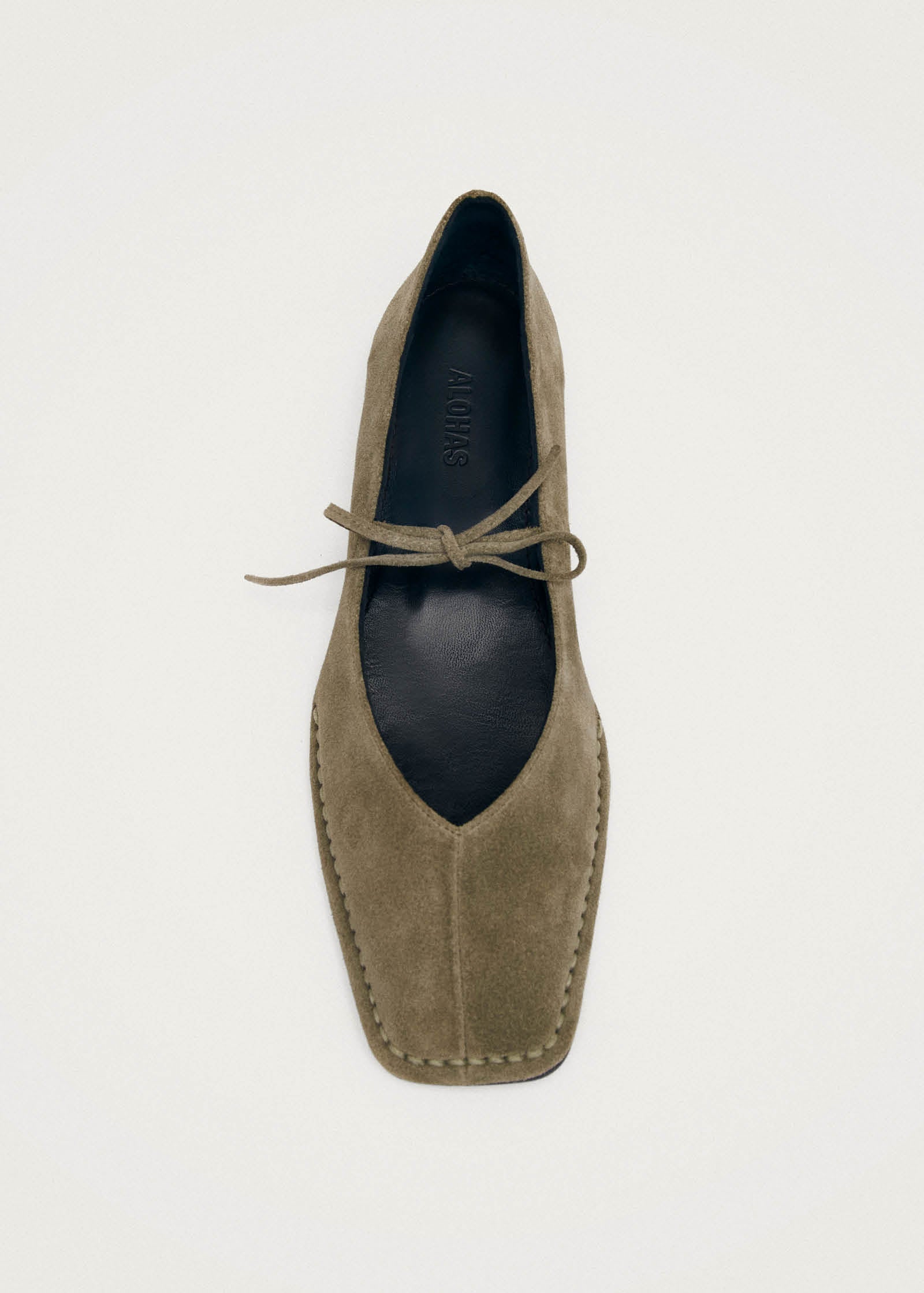 Sway Suede Khaki Leather Ballet Flats