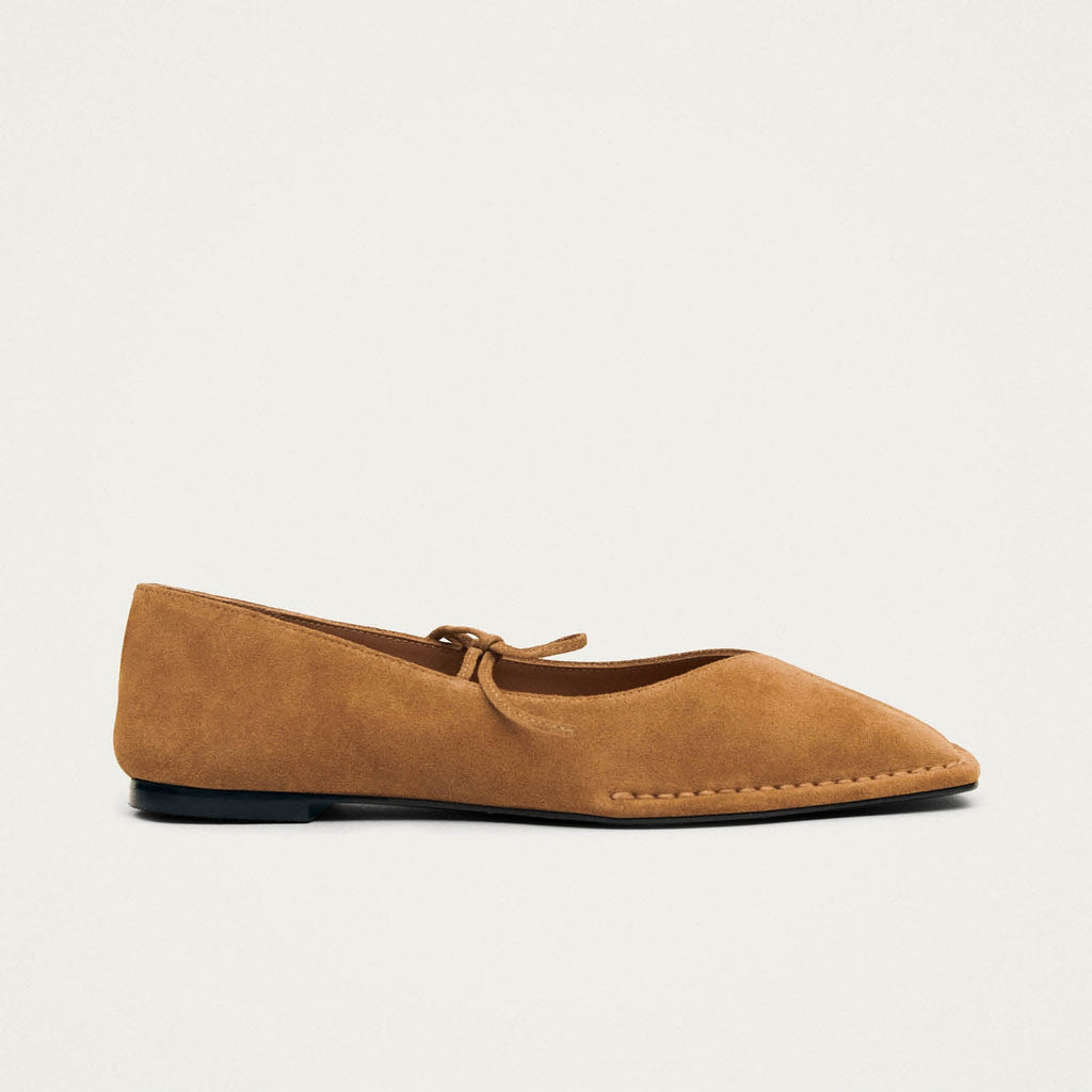 Sway Suede Tan Leather Ballet Flats