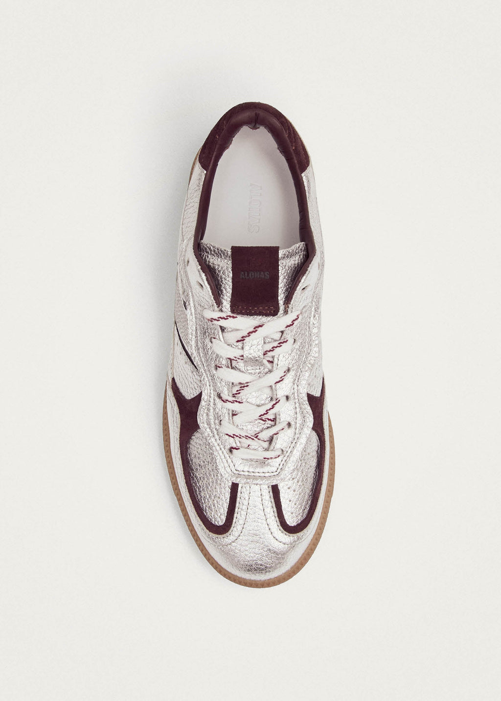 Tb.490 Grain Shimmer Silver & Burgundy Leather Sneakers