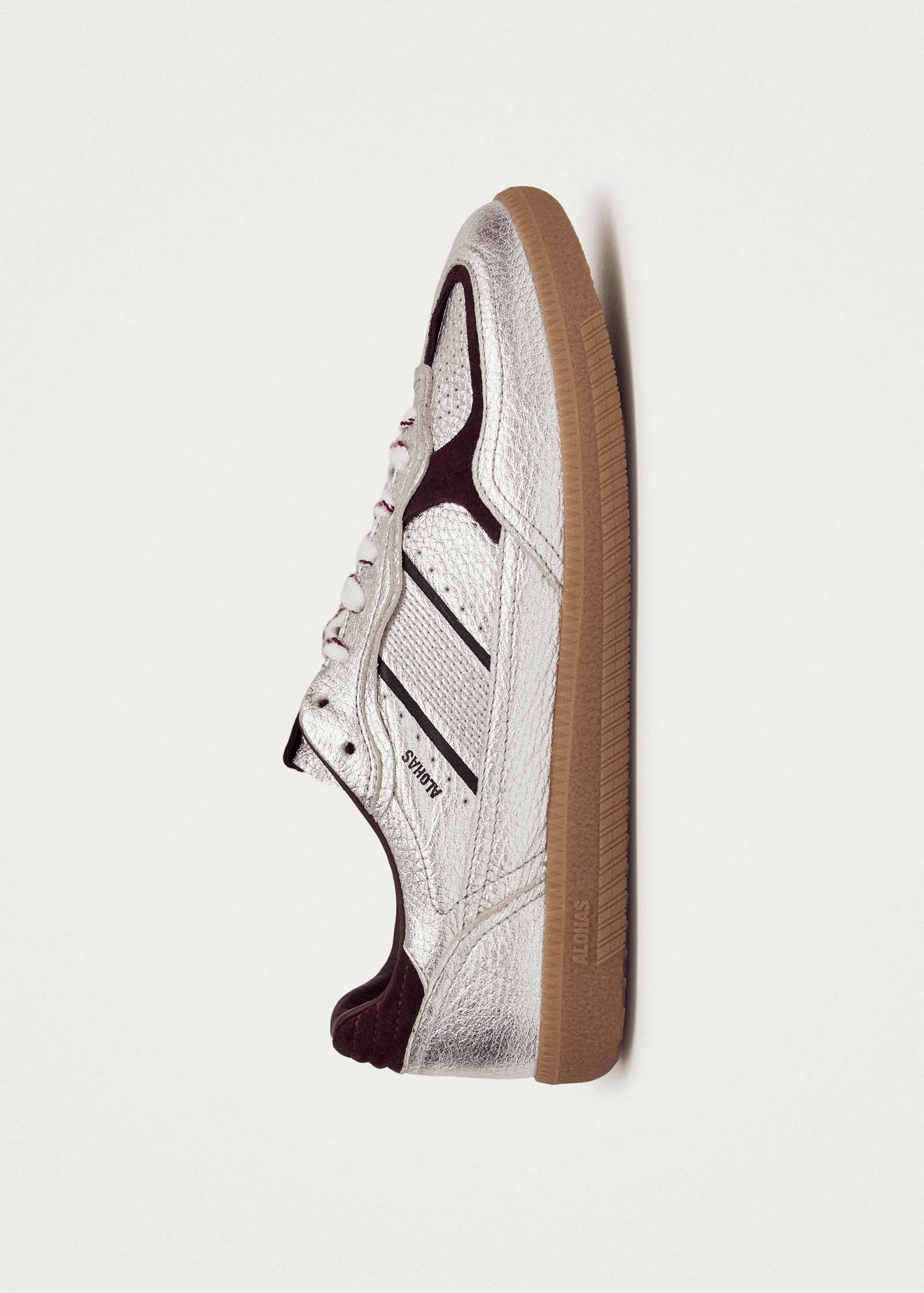 Tb.490 Grain Shimmer Silver & Burgundy Leather Sneakers