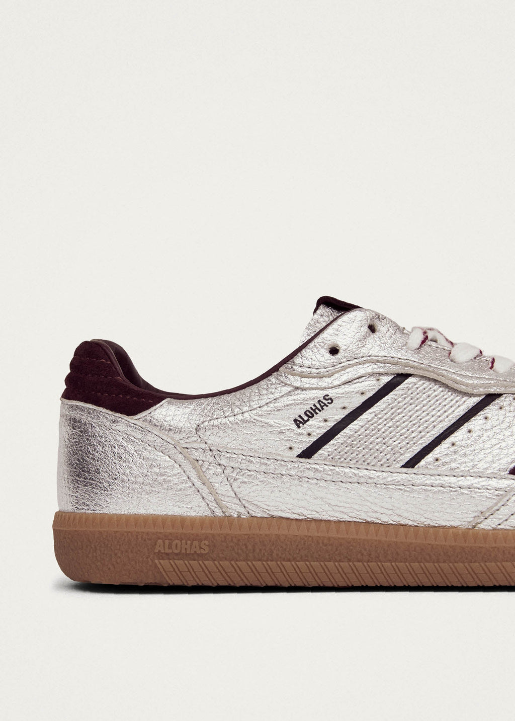 Tb.490 Grain Shimmer Silver & Burgundy Leather Sneakers