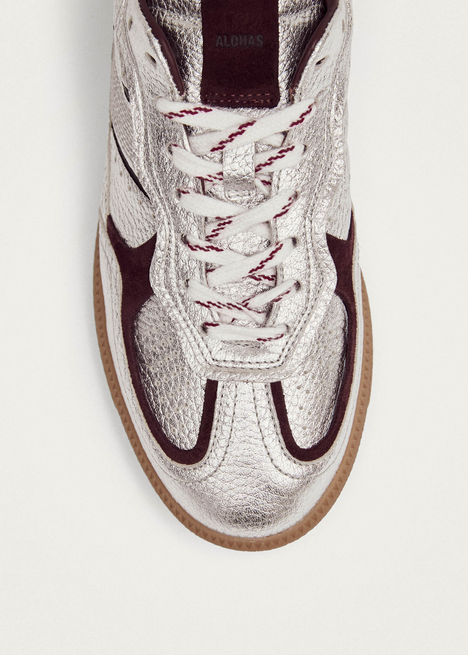 Tb.490 Grain Shimmer Silver & Burgundy Leather Sneakers