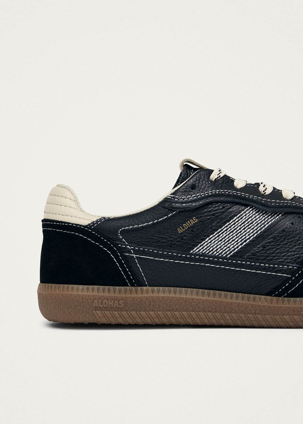 Tb.490 Rife Grain Black & Cream Leather Sneakers