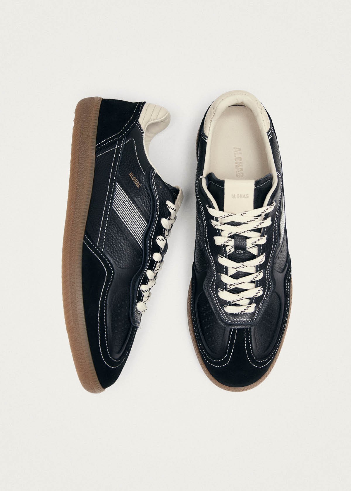 Tb.490 Rife Grain Black & Cream Leather Sneakers