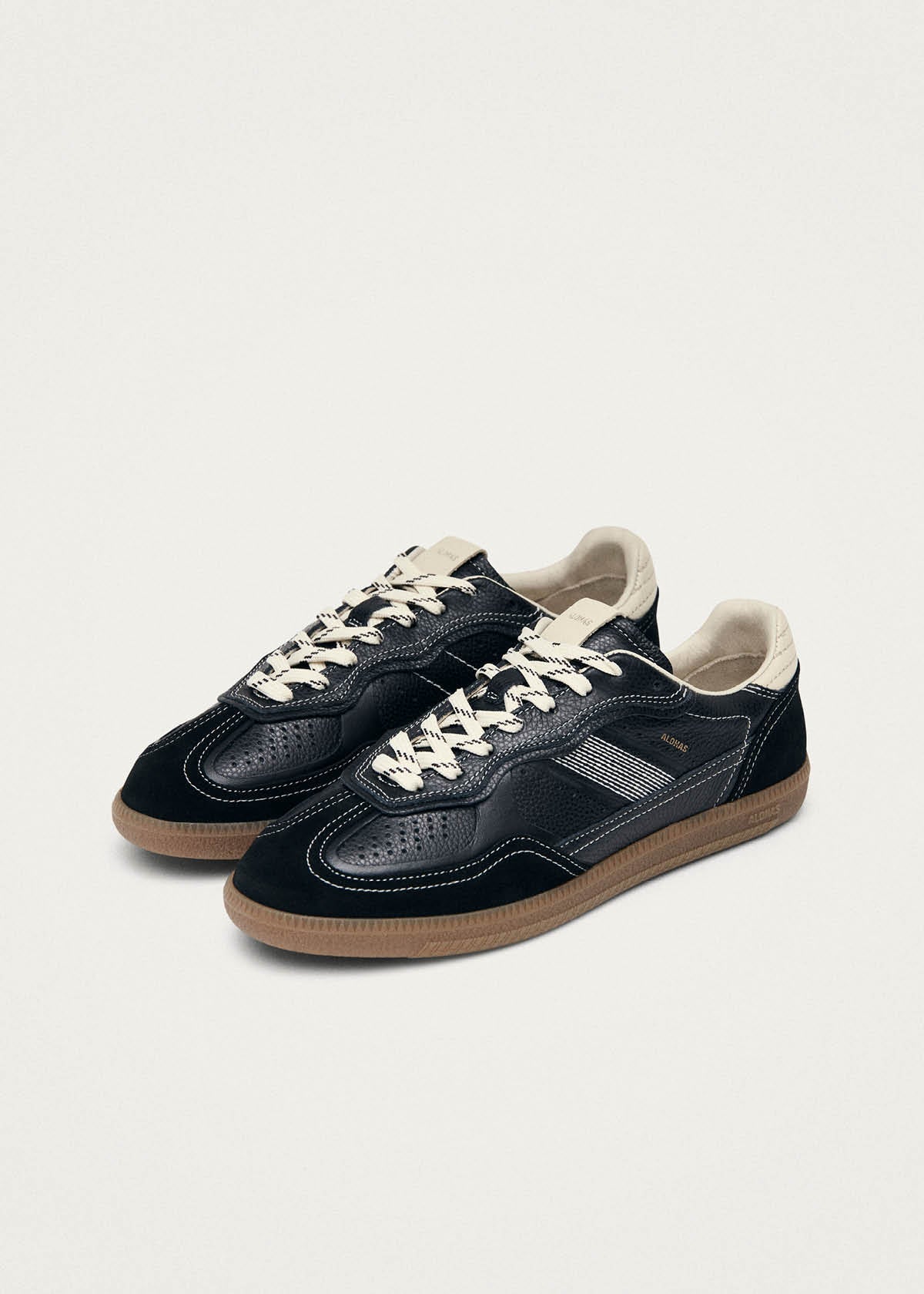 Tb.490 Rife Grain Black & Cream Leather Sneakers