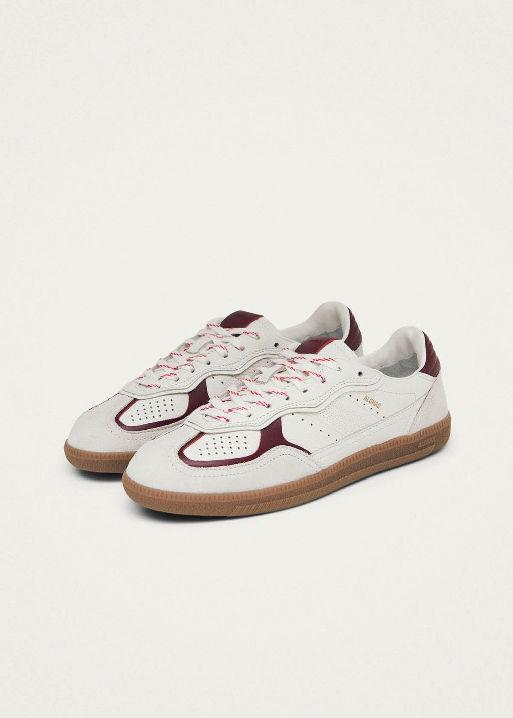 Tb.490 Rife Grain White Burgundy Leather Sneakers
